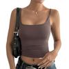Women's Solid Color Sleeveless Tank Top Slim Fit Square Neck Stretchy Crop Camisole Summer Basic Layering Shirt