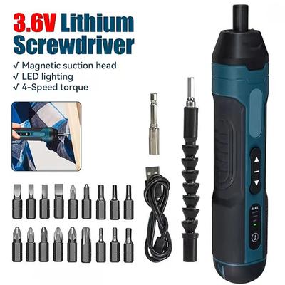 3,6V Elektrischer Schraubendrehersatz USB Wiederaufladbar 1300mAh Einstellbare Leistung Bohrmaschine Multifunktion Demontage Drehmoment Reparaturwerkzeugsatz