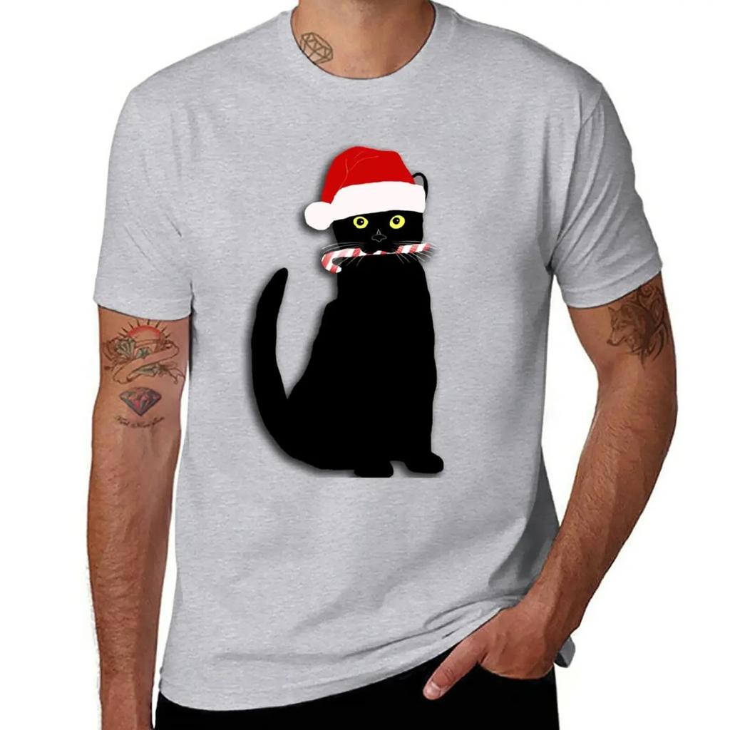 Christmas Cat T-Shirt for a Boy New Edition Mens Plain T Shirts