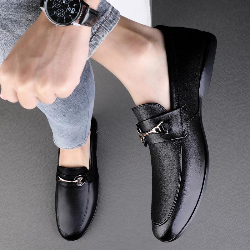 Fashion Genuine Leather Men Shoes Casual Brand Formal Mens Loafers Moccasins Italian Breathable Slip On Male Boat Shoes New Men Flats
