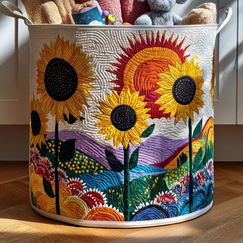 Decorative Fabric Laundry Basket with Carry Handles, Folding Polyester Hamper for Closet Blanket and Towel Storage