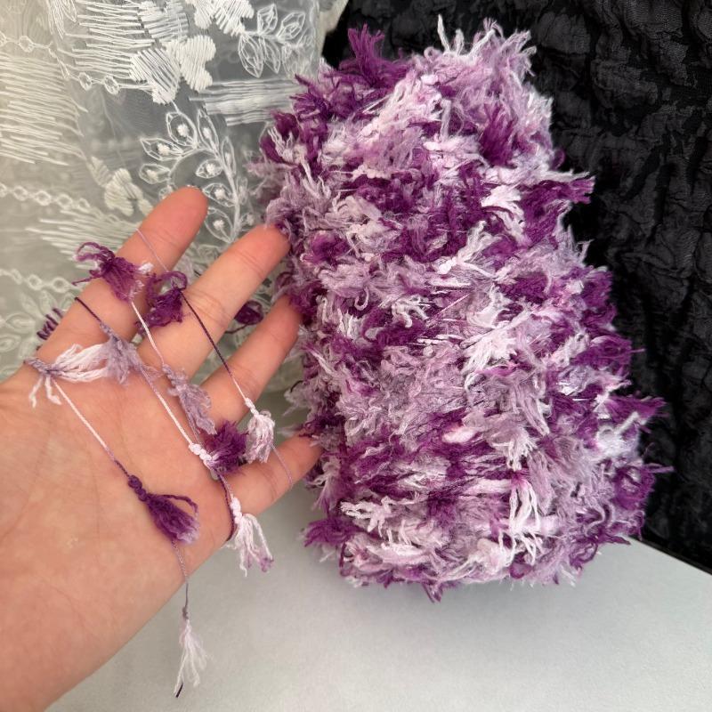 

500g Segmented Dyed Thread Long Strip Fish Tail Yarn Small Ponytail Thread Hand-Mixed Fine Blending Yarn