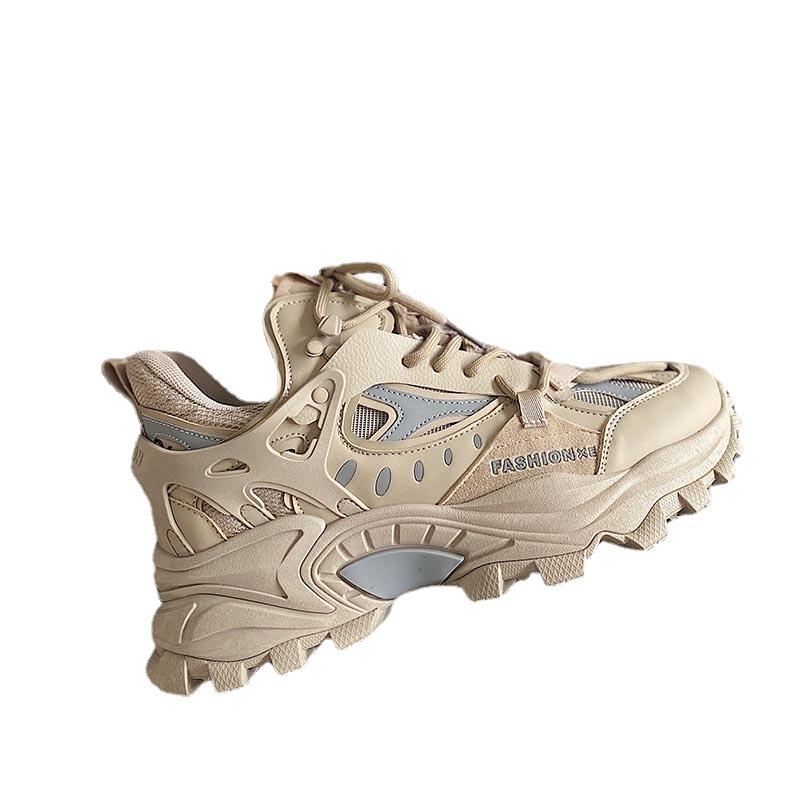 

Модные массивные кроссовки для мужчин, удобные, 2024, новые, повседневные, для отдыха на открытом воздухе, нескользящие, мужские, вулканизированные, теннисные, толстая подошва 44 39 бежевый