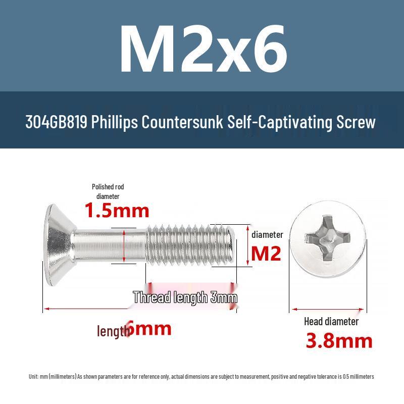 Yigu 304 Stainless Steel M3M4M5 Anti-Loosening Captive Countersunk Screw