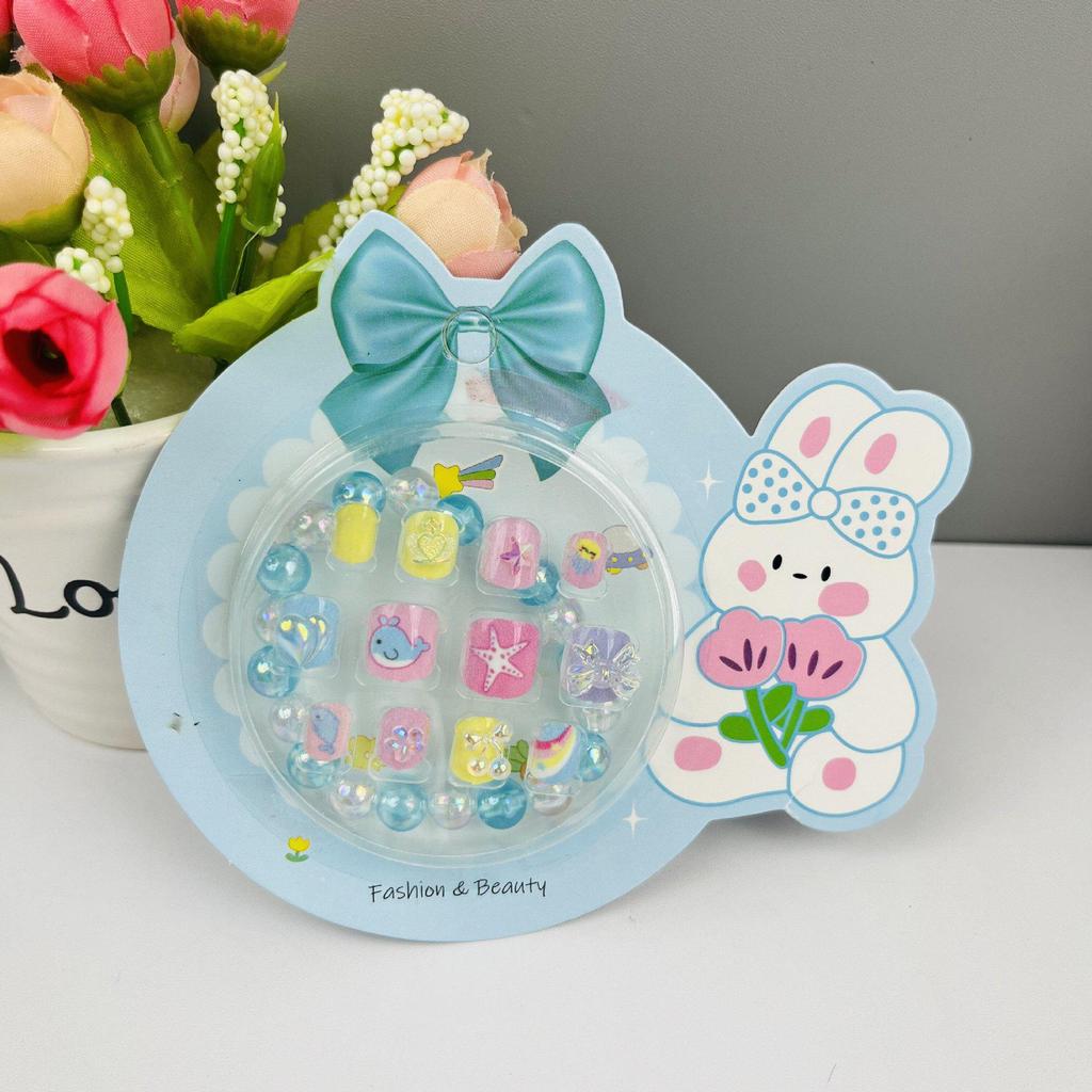 Children's Wearable Custom Nail Stickers - Cute European & American Jelly Glue Fingernail Tips