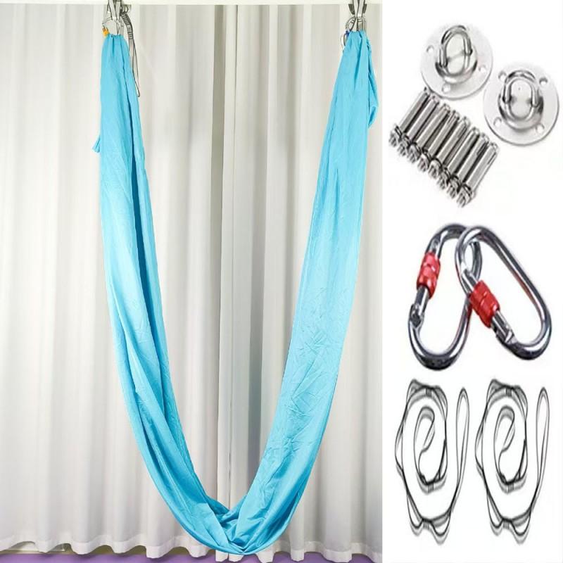 Aerial Yoga Hammock Set With Stretchy Fabric Home Gym Studio Practice Indoor Fitness Suspension Trainer