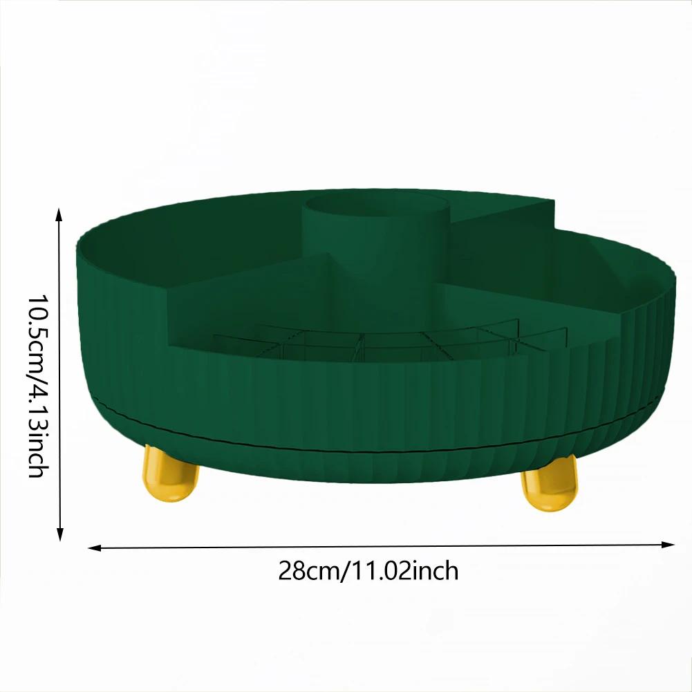 

Вращающийся на 360° держатель для кистей для макияжа, настольный ящик для хранения, роскошный органайзер для макияжа, помады, контейнер для макияжа, органайзер для туалетного столика зелёный