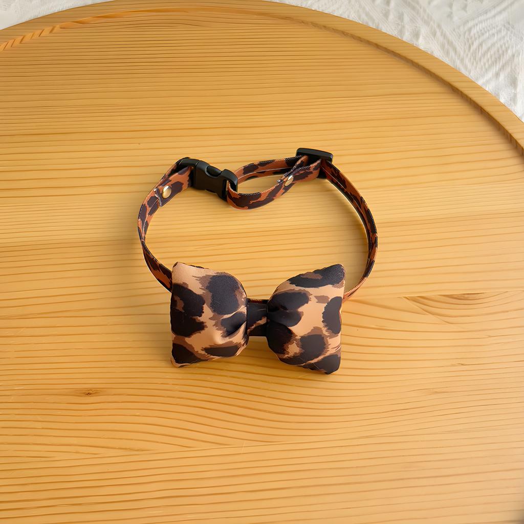 Cat Collar Pink with Bow Tie Safety Breakaway Kitten Pet 7-11in Dot Pearl Flower Leopard Pattern
