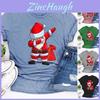 Damen Nikolaus Dabbing Print T-Shirt Weiches Bequemes Weihnachtliches Kurzarm-T-Shirt
