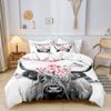 Cow Print Duvet Cover Twin Size, 3 Pieces Cow Bedding Set with 2 Pillowcases, Black and White Comforter Cover Bedroom Decor