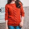 Women's Fashionable Hemp Rope Knitted Detail Round Neck Long Sleeve Sweater Luxurious Relaxed-fit Slimming and Versatile Top