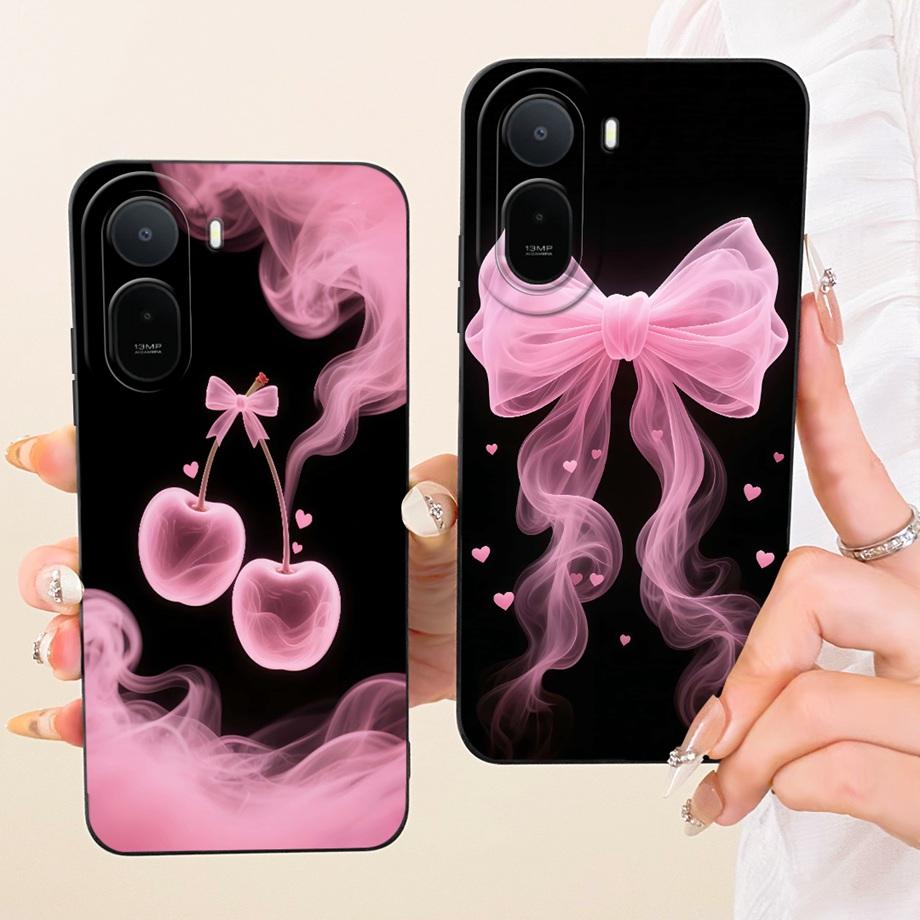 For Xiaomi Redmi A7 Pro Poco C85X Phone Case Floral Daisy Aesthetic Moon Nigth Bow Pattern Funda Soft Matte Silicone Back Cover