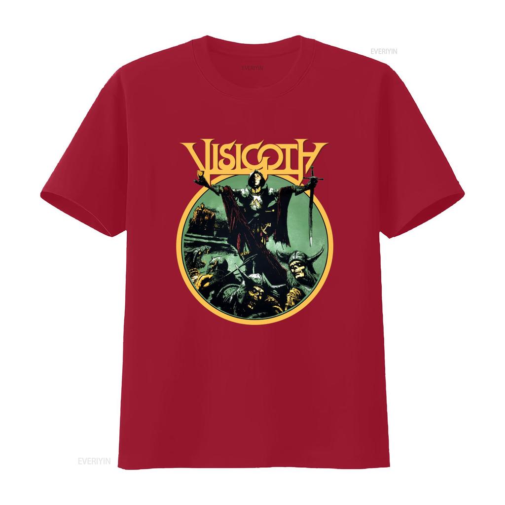 Visigoth Hell s Heroes II Festival Metal Band Double Sided T Shirt vintage graphic Slightly Stretched homme