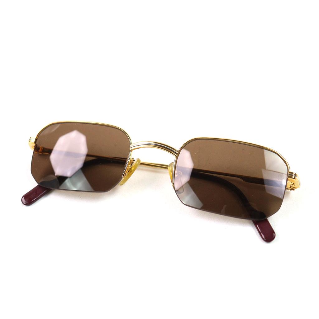 Excellent Cartier Sunglasses Trinity Half Rim Frame: Gold Bordeaux Mens Used