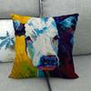 Cow-Themed Color Oil Painting Digital Printing Short Plush Pillow Covers For Car Sofa Office Cushion Cover Home Goods