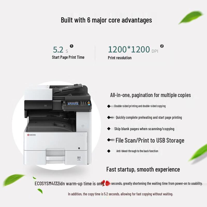 KYOCERA ECOSYS M4132idn A3 Black & White Multifunction Laser Printer CN plug (adapter included)