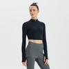 Rib Zip Crop Long Sleeve T shirT hTwTl3k17T