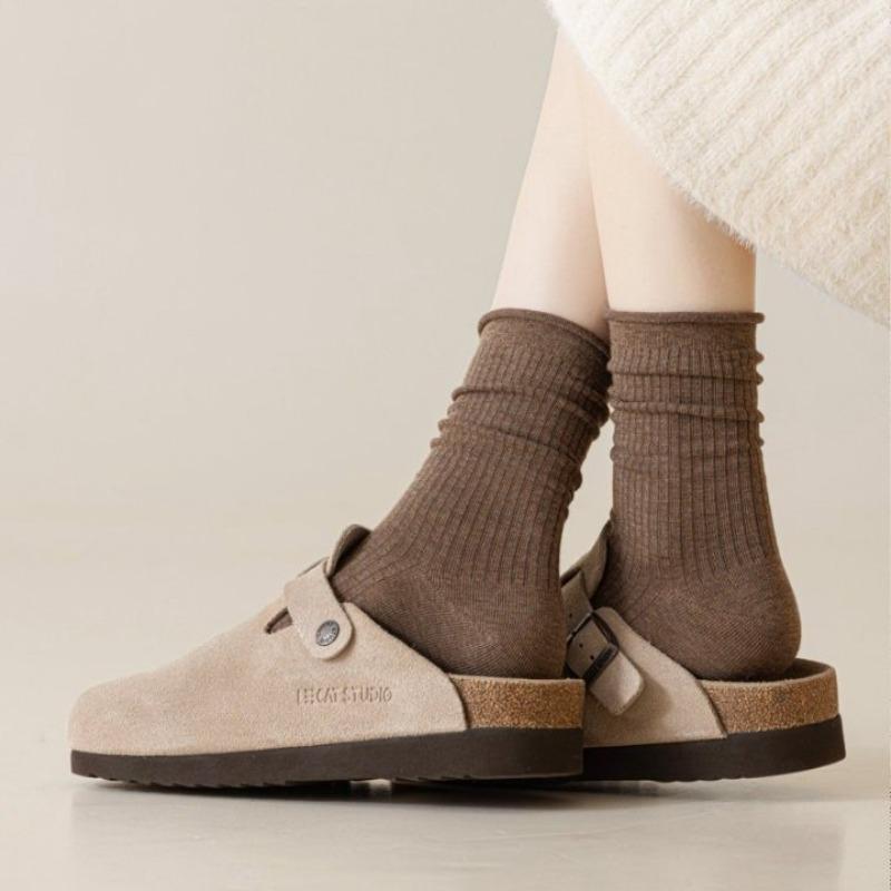 Female Spring and Autumn Trend Retro Rolling Edge in The Tube Cotton Socks