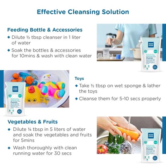 Mee Mee Baby Liquid Cleanser 500ml, Anti-Bacterial Kills 99.9% Germs | For Baby Bottles, Nipples, Accessories, Toys, Fruits & Vegetables
