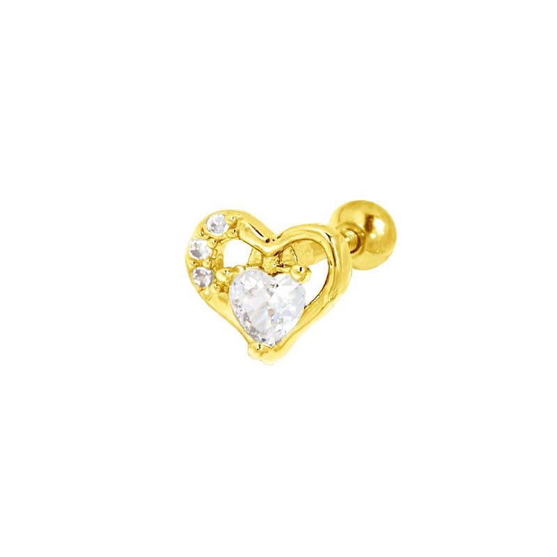3D Moon & Heart-Shaped Zirconia Cartilage Stud Earrings