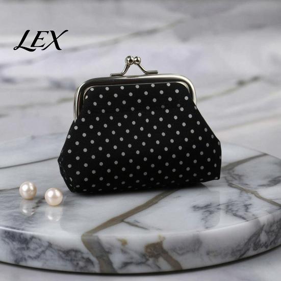 Retro Polka Dot Purse Women Coin Purse, Printing Mini Lightweight Pouch, Pocket Size Compact Storage Kiss Lock for Coins Earrings Hair Ties