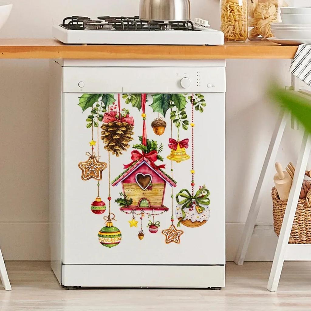 New Merry Christmas Wall Sticker Door Decor Mural Living Room Cartoon New Year Decoration Self-adhesive Decals Accessories