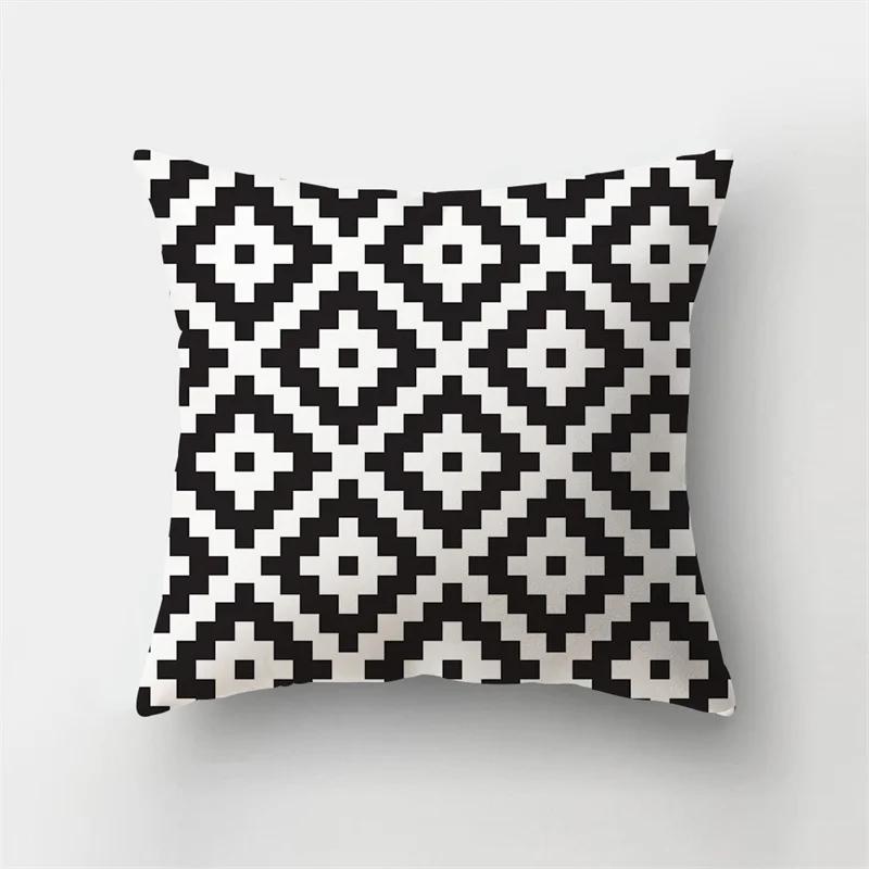 Simple Yellow Black Geometric Cushion Cover For Sofa Wave Line Square Pillow Case Letter Pillowslip Household Home Decor