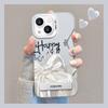 Applicable To Apple 13 Mobile Phone Case Iphone15plus Silk Bow Bracket 14 Color Silver Matte 13 High-end Sense