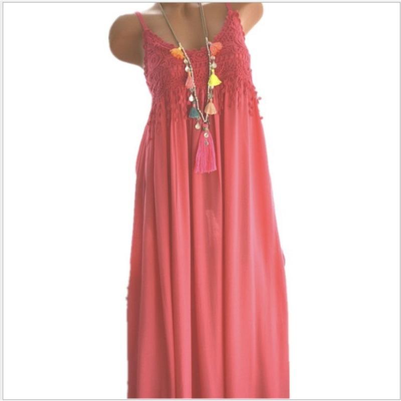 Women's Fashion Summer Spring Solid Color Print Sleeveless Suspenders High Waist Casual Dresses