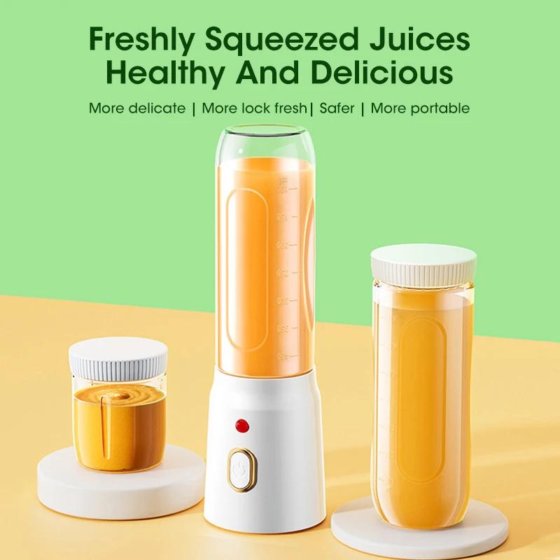 Trådløs elektrisk juicepresse Bærbar 450ml To kopper multifunksjonell juicepresse Frukt Pulverizer USB-mikser Automatisk fruktblanding