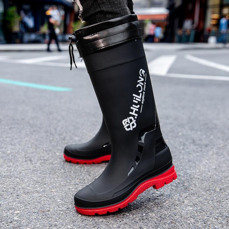 Tall rain shoes men's adult waterproof shoes non-slip water boots takeaway rider long men's rain boots