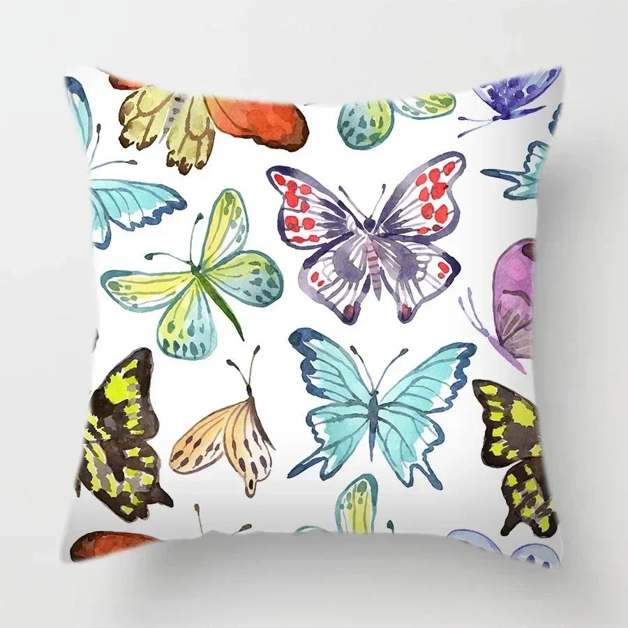 Dielian floral print pillowcase home room decoration office chair living room sofa cushion cover  peach skin pillowcase, 30x30cm