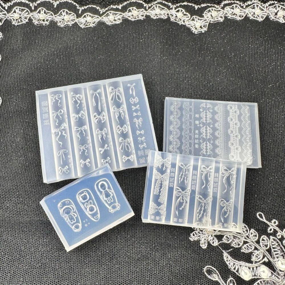 Lace Trim Sweet 3D Silicone Nail Mold Manicure Stencil Tool  For DIY Manicure Decor
