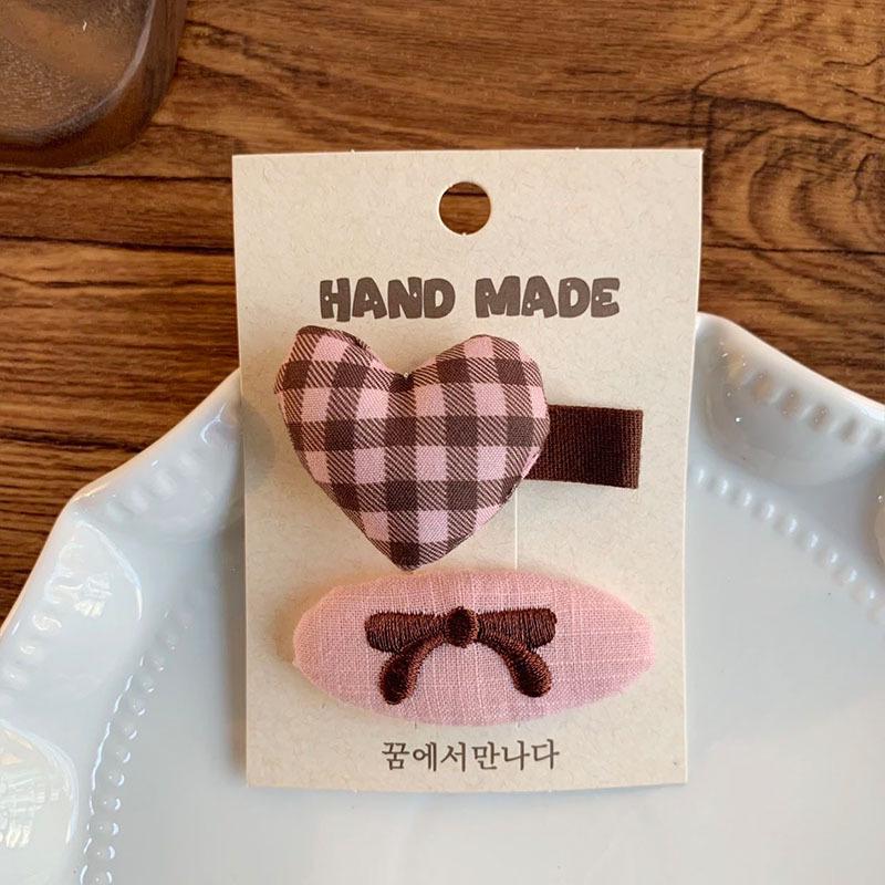 Pink Bow Fabric Hair Clip - Korean Style Coffee Hair Accessory for Women