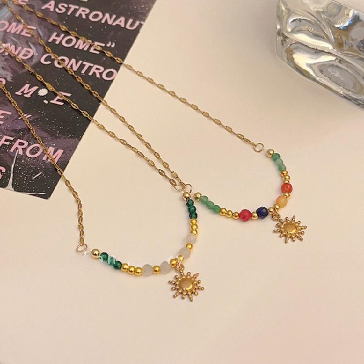 Handcrafted Sunflower Jewelry Beaded Necklace Adjustable Chain Necklace for Date
