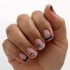 Valentine's Day Press On Nail Short Square False Nail Winter Nail with Heart Designs Stick On Nail Artificial Nail 24Pcs