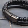 2026 New Fashion Beads Volcanic Lava Stone Bracelet for Men Leather Male Bracelet with Stainless Steel Magnet Men Jewelry Gift