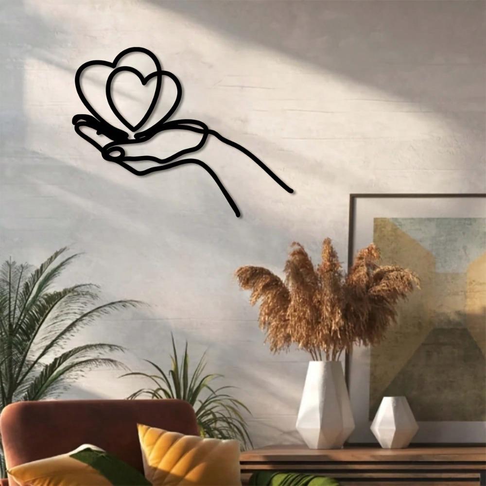 1 st KÄRLEK Metallkonst Väggdekor, Det Är En Metallväggskulptur För Par Och Även En Hjärtformad Metallmural Väggdekor. Lämplig för hemmet