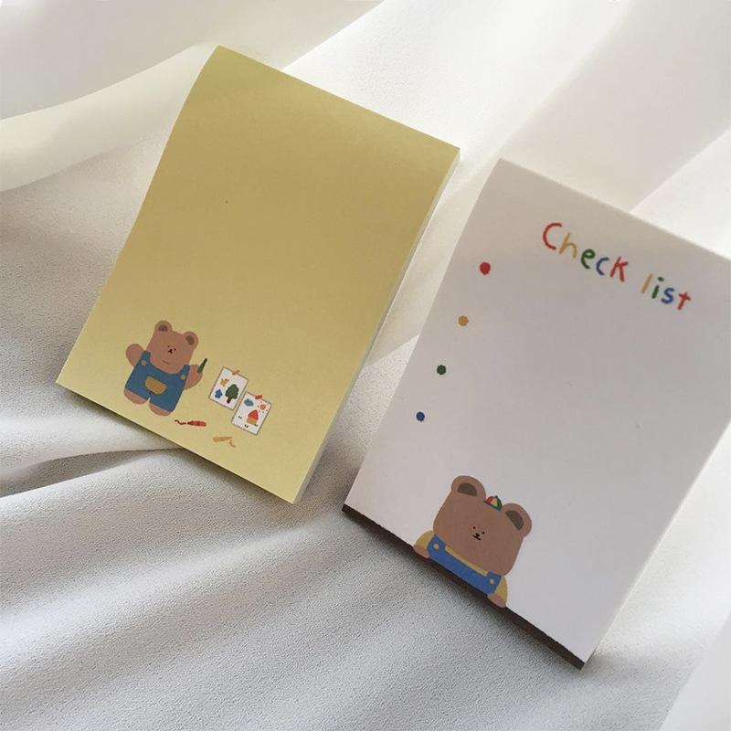 Korean Ins The Same Style Chubby Bear Checklist Sticky Note Book 2 Colors Optional Hand Account Sticker Paper Kawai Stationery
