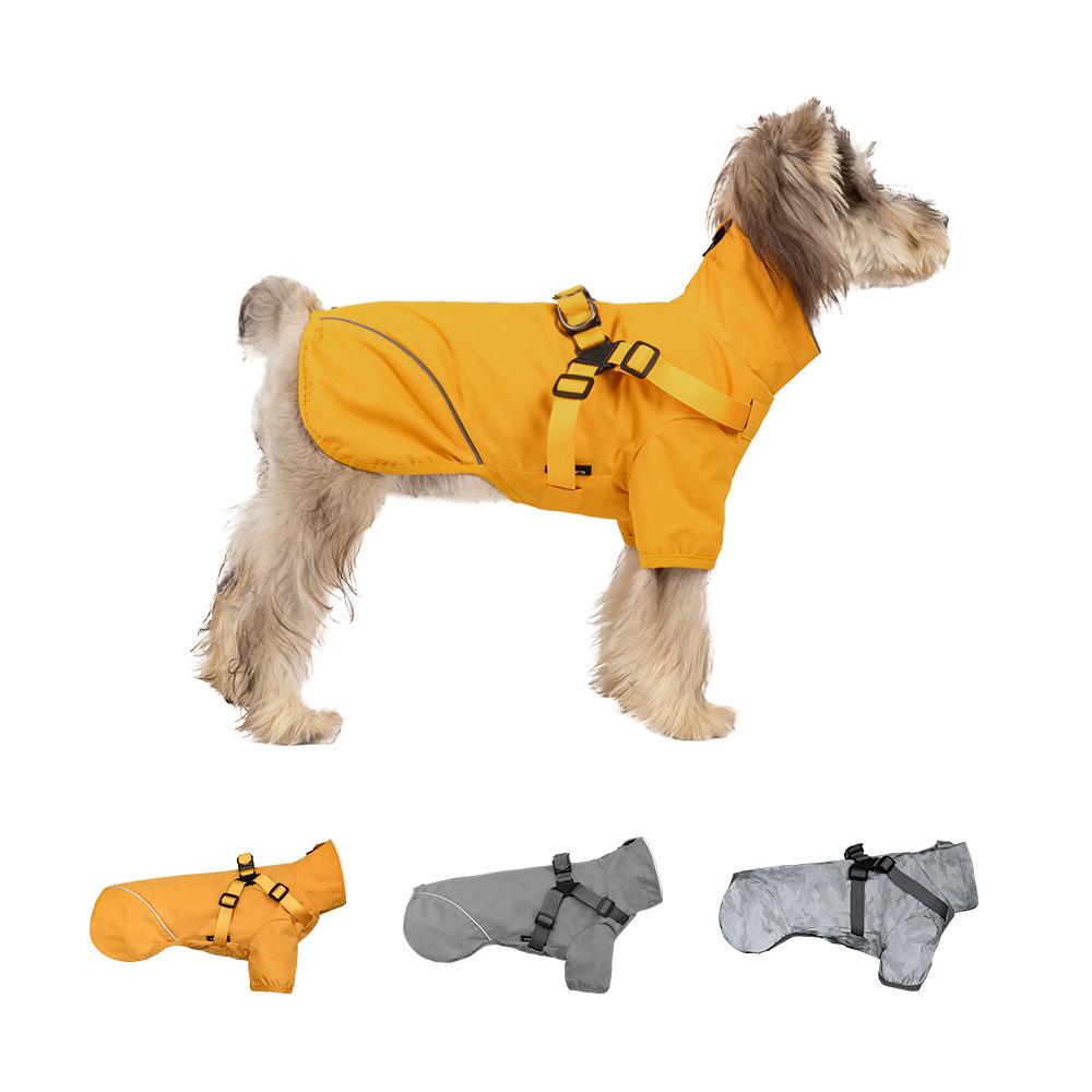 Dog raincoat Small and medium-sized dog spring and summer integrated chest and back reflective poncho Pet supplies