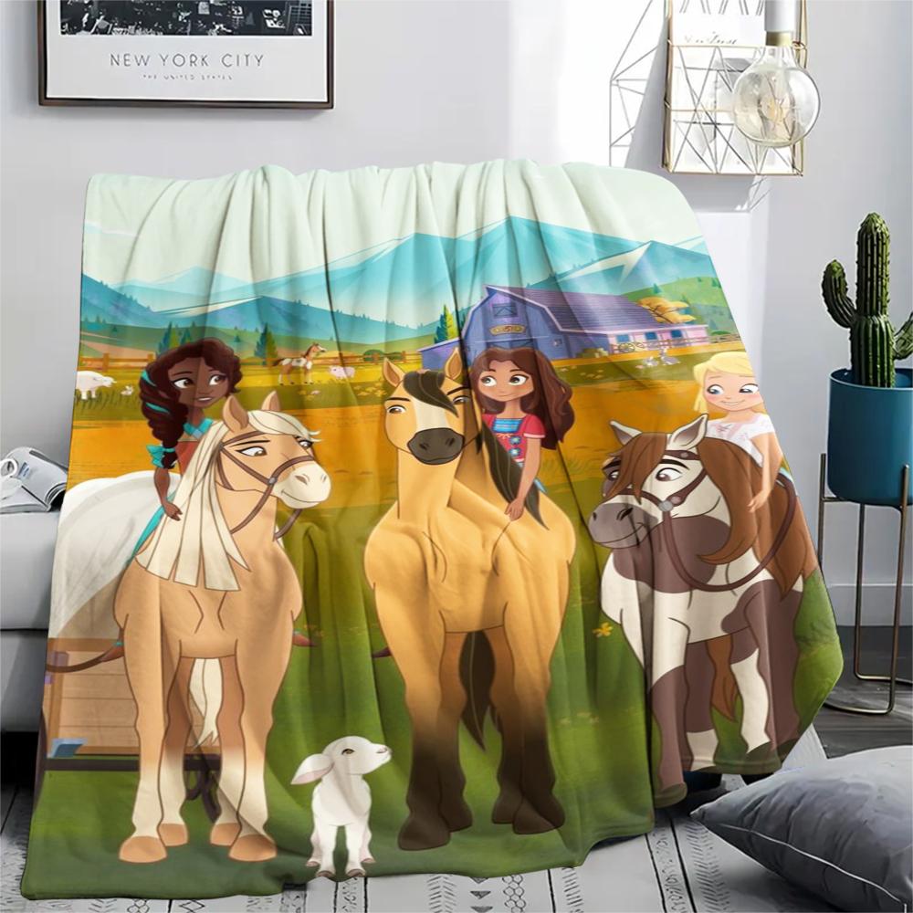 1PC Spirit Untamed Print Flannel Blanket, High quality Comfortable for All Seasons, Home Decor, Warmth and Comfort, Perfect for Christmas Gifts174