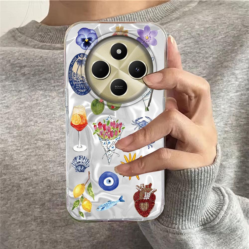 Seaside Scenery Wine Lemon Phone Case for Xiaomi Redmi Note 14 13 12 11 11S 10 9 10S Pro A5 A3 A4 A3X 9C 13C 14C 9C A1 A2 Cover