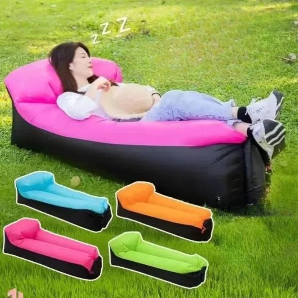 Air Sun Inflatable Lounger Outdoor Portable Blow Up Sofa Bag Banana Camping Chair Inflatable Air Bed Beanbag