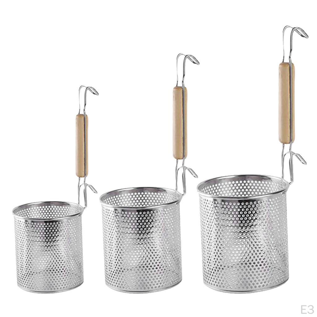 Schöpfkellen, Edelstahlsiebe für die Küche, spiralförmiger Korbgriff, Filter, Fettabscheider