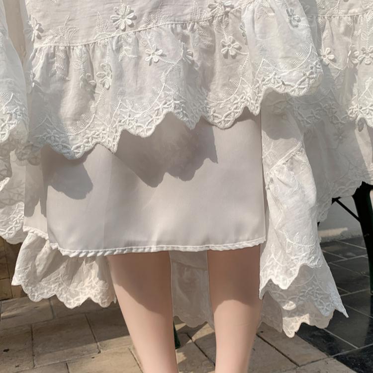 DIMANAF 2025 Letní Dámské Sukně Vintage Elastické Bílé Plisované Elegantní Dlouhé Sukně Nové Krajka Vysoký Pas