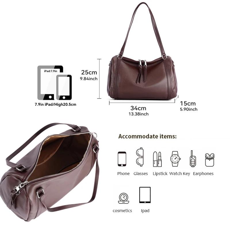 Women Retro Top-grain leather Shoulder Bag Ladies Cow Genuine Leather Crossbody Bags Female Luxury Designer Handbags Bost bag
