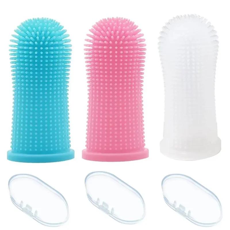 3/1 Stück Haustier Fingerzahnbürste Haustierprodukte Katzenzahnbürste für Hundeprodukte Zahnreinigung für kleine Hunde Katzen saubere Zähne Welpe