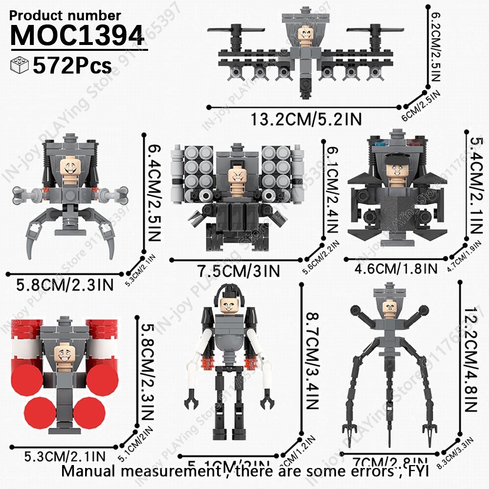 MOOXI Set di Figure Skibidi Toilet Man TvMan Cameraman Speakerman Blocchi da Costruzione Modello MOC Mattoncini Giocattoli per Adulti Bambini Regalo di Compleanno