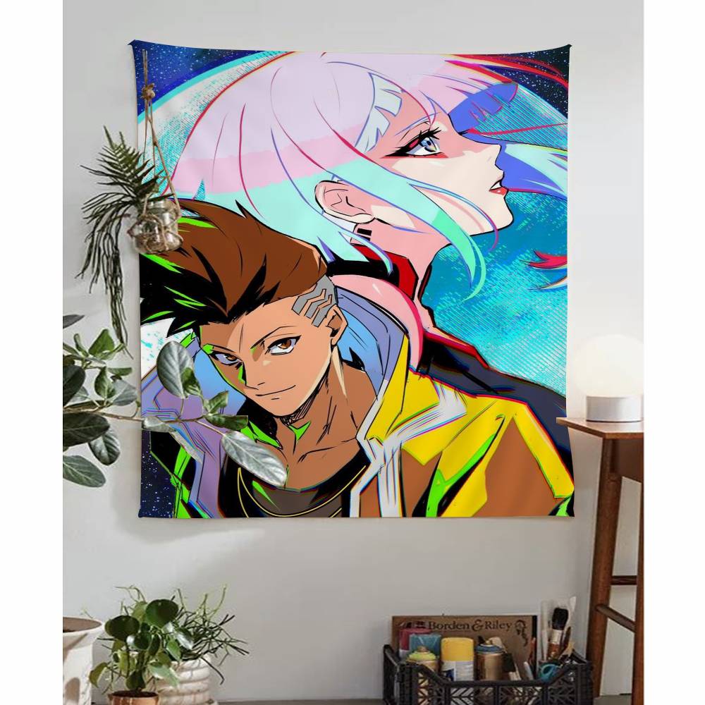 Anime CCyberpunk EEdgerunners Colorful Tapestry Wall Hanging Bohemian Wall Tapestries Mandala Wall Art Decor
