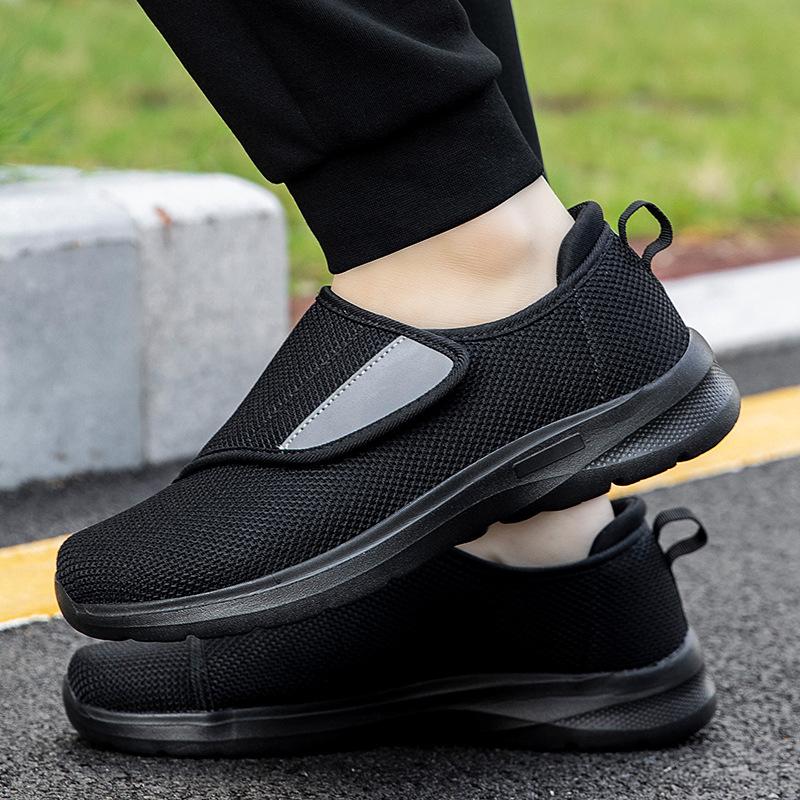 Large size Velcro elderly shoes wide feet and thick instep men's and women's autumn sports shoes medium and old soft-soled walking shoes